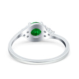 Art Deco Engagement Ring Round Simulated Cubic Zirconia 925 Sterling Silver