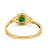 Art Deco Engagement Ring Round Simulated Cubic Zirconia 925 Sterling Silver