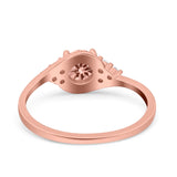 Art Deco Engagement Ring Round Simulated Cubic Zirconia 925 Sterling Silver