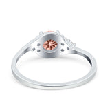 Art Deco Engagement Ring Round Simulated Cubic Zirconia 925 Sterling Silver