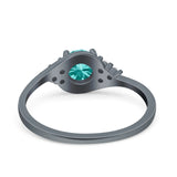 Art Deco Engagement Ring Round Simulated Cubic Zirconia 925 Sterling Silver