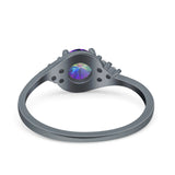 Art Deco Engagement Ring Round Simulated Cubic Zirconia 925 Sterling Silver