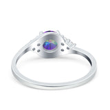 Art Deco Engagement Ring Round Simulated Cubic Zirconia 925 Sterling Silver