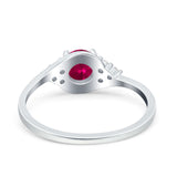 Art Deco Engagement Ring Round Simulated Cubic Zirconia 925 Sterling Silver