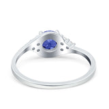 Art Deco Engagement Ring Round Simulated Cubic Zirconia 925 Sterling Silver