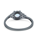 Art Deco Engagement Ring Round Simulated Cubic Zirconia 925 Sterling Silver