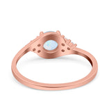 Art Deco Engagement Ring Round Simulated Cubic Zirconia 925 Sterling Silver