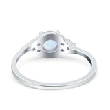 Art Deco Engagement Ring Round Simulated Cubic Zirconia 925 Sterling Silver