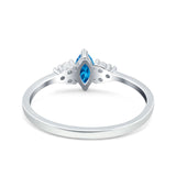 Marquise Art Deco Engagement Ring Round 3 Stone Simulated Cubic Zirconia 925 Sterling Silver