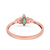 Marquise Art Deco Engagement Ring Round 3 Stone Simulated Cubic Zirconia 925 Sterling Silver