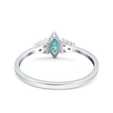 Marquise Art Deco Engagement Ring Round 3 Stone Simulated Cubic Zirconia 925 Sterling Silver