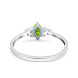 Marquise Art Deco Engagement Ring Round 3 Stone Simulated Cubic Zirconia 925 Sterling Silver