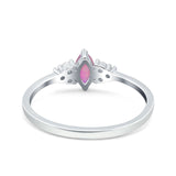Marquise Art Deco Engagement Ring Round 3 Stone Simulated Cubic Zirconia 925 Sterling Silver