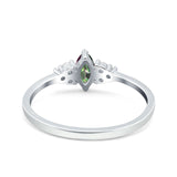 Marquise Art Deco Engagement Ring Round 3 Stone Simulated Cubic Zirconia 925 Sterling Silver