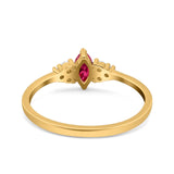 Marquise Art Deco Engagement Ring Round 3 Stone Simulated Cubic Zirconia 925 Sterling Silver