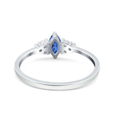 Marquise Art Deco Engagement Ring Round 3 Stone Simulated Cubic Zirconia 925 Sterling Silver