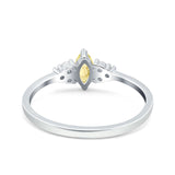 Marquise Art Deco Engagement Ring Round 3 Stone Simulated Cubic Zirconia 925 Sterling Silver