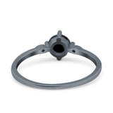 Three Stone Art Deco Engagement Ring Round Simulated Cubic Zirconia 925 Sterling Silver