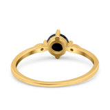 Three Stone Art Deco Engagement Ring Round Simulated Cubic Zirconia 925 Sterling Silver