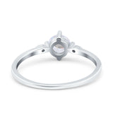 Three Stone Art Deco Engagement Ring Round Simulated Cubic Zirconia 925 Sterling Silver