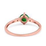 Three Stone Art Deco Engagement Ring Round Simulated Cubic Zirconia 925 Sterling Silver