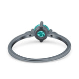 Three Stone Art Deco Engagement Ring Round Simulated Cubic Zirconia 925 Sterling Silver