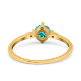 Three Stone Art Deco Engagement Ring Round Simulated Cubic Zirconia 925 Sterling Silver