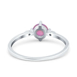 Three Stone Art Deco Engagement Ring Round Simulated Cubic Zirconia 925 Sterling Silver