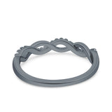 Half Eternity Infinity Twist Band Simulated Cubic Zirconia 925 Sterling Silver