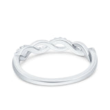 Half Eternity Infinity Twist Band Simulated Cubic Zirconia 925 Sterling Silver