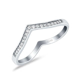 Half Eternity Heart Band Wedding Ring Round Simulated Cubic Zirconia 925 Sterling Silver (4mm)