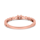 Petite Dainty Band Round Thumb Ring Wedding Band Simulated Cubic Zirconia 925 Sterling Silver