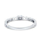 Petite Dainty Band Round Thumb Ring Wedding Band Simulated Cubic Zirconia 925 Sterling Silver