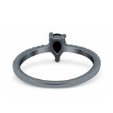 Teardrop Pear Art Deco Wedding Ring Simulated Cubic Zirconia 925 Sterling Silver