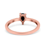 Teardrop Pear Art Deco Wedding Ring Simulated Cubic Zirconia 925 Sterling Silver