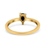 Teardrop Pear Art Deco Wedding Ring Simulated Cubic Zirconia 925 Sterling Silver