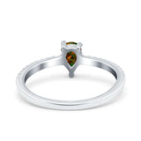 Teardrop Pear Art Deco Wedding Ring Simulated Cubic Zirconia 925 Sterling Silver