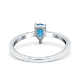 Teardrop Pear Art Deco Wedding Ring Simulated Cubic Zirconia 925 Sterling Silver