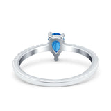 Teardrop Pear Art Deco Wedding Ring Simulated Cubic Zirconia 925 Sterling Silver