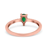 Teardrop Pear Art Deco Wedding Ring Simulated Cubic Zirconia 925 Sterling Silver