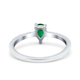 Teardrop Pear Art Deco Wedding Ring Simulated Cubic Zirconia 925 Sterling Silver