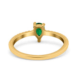 Teardrop Pear Art Deco Wedding Ring Simulated Cubic Zirconia 925 Sterling Silver