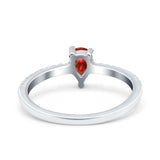 Teardrop Pear Art Deco Wedding Ring Simulated Cubic Zirconia 925 Sterling Silver