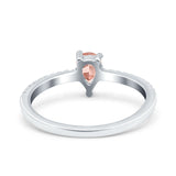 Teardrop Pear Art Deco Wedding Ring Simulated Cubic Zirconia 925 Sterling Silver