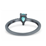 Teardrop Pear Art Deco Wedding Ring Simulated Cubic Zirconia 925 Sterling Silver