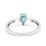Teardrop Pear Art Deco Wedding Ring Simulated Cubic Zirconia 925 Sterling Silver