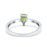Teardrop Pear Art Deco Wedding Ring Simulated Cubic Zirconia 925 Sterling Silver