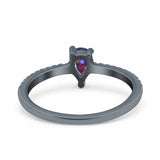 Teardrop Pear Art Deco Wedding Ring Simulated Cubic Zirconia 925 Sterling Silver