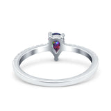 Teardrop Pear Art Deco Wedding Ring Simulated Cubic Zirconia 925 Sterling Silver