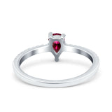 Teardrop Pear Art Deco Wedding Ring Simulated Cubic Zirconia 925 Sterling Silver
